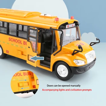 Vysoká kvalita 30x12x12CM zvuk a svetlo školský autobus pokles odporu simulácia zotrvačnosti školský autobus model dvere môžete otvoriť chlapec hračka