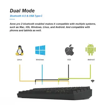 Vysoká Kvalita 60% mechanická klávesnica Bluetooth 4.0 Typ-C RGB 61 kláves Kaihl Poľa Prepnutie odnímateľný kábel