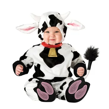 Vysoká Kvalita Baby Halloween Čierna/Biela Krava Deti Cosplay Kostým Zvieratá Tvarované Oblečenie Pre Deti, Oblečenie
