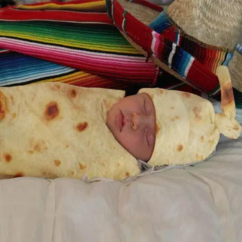 Vysoká kvalita Burrito Detská Deka Múky Tortilla Swaddle Prikrývka, Spací Swaddle Zábal Klobúk 8.4 gg
