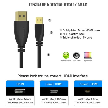 Vysoká Rýchlosť Mini HDMI-HDMI-Cable Pozlátené Jar Curl HDMI-Premium HDMI Kábel Pre Sony, Canon DSLR Nikon Kamery Videokamery