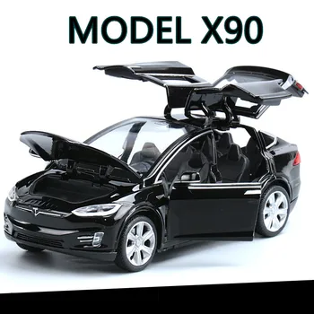 Vysoká Simulácia 1:32 Tesla MODEL X 90 Zliatiny Modelu Auta Diecasts Hračky autíčka Chlapec Hračky Vytiahnuť Späť Blikajúce Zvuk Dieťa Dary
