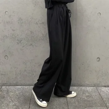 Vysoký Pás Nohavice Ženy Jeseň Black Pevné Plnej Dĺžke Dámske Kórejský Módne Príležitostné Voľné Jednoduché Širokú Nohu, Nohavice Streetwear