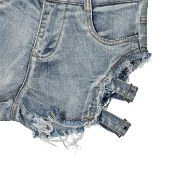 Vysoký pás Sexy dámske jeans denim šortky 2018 Lete krajky-up Dámy Chudá denim bavlna rozbité otvor super krátky, džínsy Dievčatá