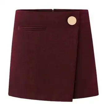 Vysoký Pás Ženy Mini Sukne Dámske Jesenné Zimné Móda Bežné Vlnené Sukne Plus Veľkosť Vintage Práce OL Formálne A-Line Sukne