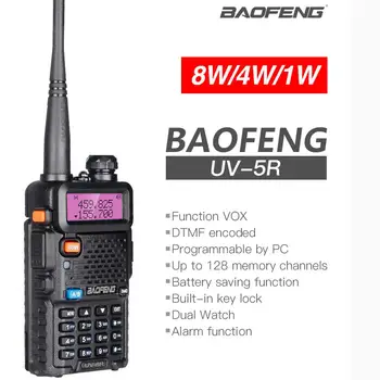 Vysoký Výkon 8W Baofeng UV 5R Walkie Talkie 10KM Prenosné CB ham Rádio VHF UHF VF Vysielač Lov UV5R obojsmerná Rádiová