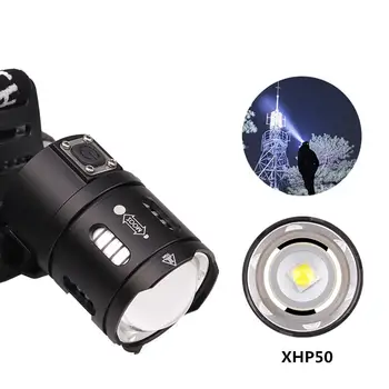 Vysoký Výkon LED XPL-V6 Svetlomet XHP50 Biele Svetlo, 6500K Svetlomet vedúci svetlo 18650 baterka horák