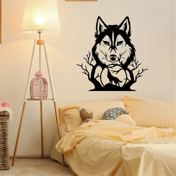 Vytie Vlka V Lese Siluetu Wall Art Zvierat Nálepky Domov Obývacia Izba Dekorácie Vymeniteľné