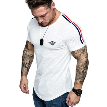 Vytlačené 2020 módne bežné T-shirt beh mužov športové tesný módne športové krátke T-shirt pánske gym fitness kulturistika topy