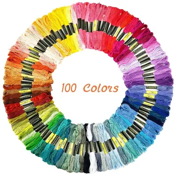 Vyšívacie Nite 100 Korky Vyšívacie Nite Rainbow Farebné Náramky Priateľstva Niť s 12 Kusov Niť Dutinky