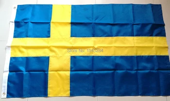 Vyšívané Šité Švédsko Vlajkou švédska Národná Vlajka Krajiny Sveta Banner Oxford Tkanina 3x5ft 150x90cm, doprava zdarma