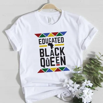 Vzdelaný Black Queen t shirt Ženy Oblečenie 2020 Lete Afrika Mapa Graphic Tee tričko Femme Harajuku Melanínu, Poppin Žena T-shirt