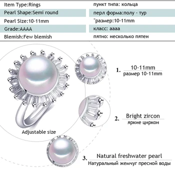 [VÍLA] Black Pearl Krúžok Prírodné Sladkovodné Veľký 10-11 mm Pearl Jewlery Svadobné Značky Strany Žien Dievča J208