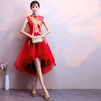 Výšivky Phoenix Tradičnej Čínskej nevesty Cheongsam Elegantné Polovičný Rukáv Svadobné Party Nevesty, večerné Šaty Vintage Cheongsam