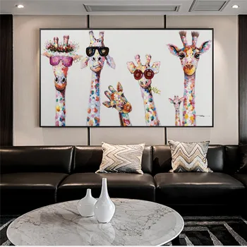 Wall Art Decor Plátno na Maľovanie Roztomilý Kreslený Žirafy Plagát, Tlač Plátno Umenie Obrázky pre Deti na Izbe Nordic Domova