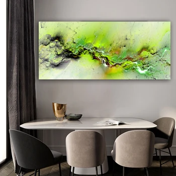 Wangart Zelená farba Cloud Abstraktnú olejomaľbu Prírodné Stenu Obrázok Pre Obývacia Izba Plátno Moderného Umenia Plagátu A Tlač