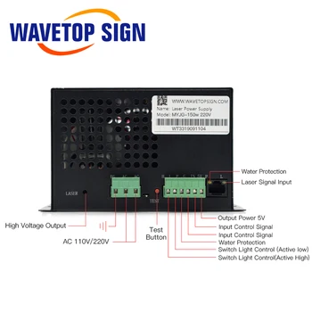 WaveTopSign MYJG-150W CO2 Laser Napájanie 130-150W pre CO2 Laserové Gravírovanie a Rezanie Stroj