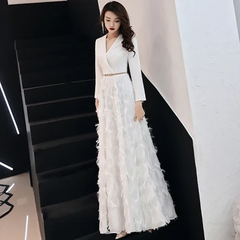Wei jin 2021 Biele Večerné Šaty Elegantné Čipky Večerné Šaty Dlhé Formálne Prom Šaty Štýly Ženy Prom Party Šaty WY1289
