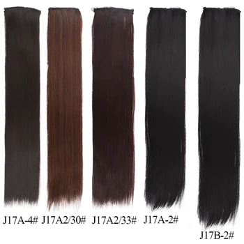 WEILAI 2 Clip In predlžovanie Vlasov ľudské Vlasy, syntetické Zmiešané hodváb 1 Kus 4 Farby Dlhé Rovné Klip Na Tepelne Odolných Vlákien
