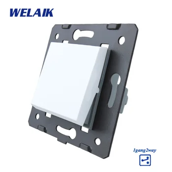 WELAIK-1 Značku EÚ 1Gang2Way PC Panel Stene Tlačidlo Prepnúť Biela Európska Norma Light Switch DIY Časti AC110~250V A712W