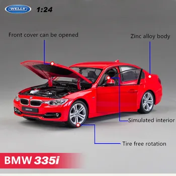 WELL 1:24 BMW 335i biele auto zliatiny auto model simulácie auto dekorácie kolekcie darček hračka lejacích model chlapec