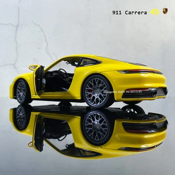 Well 1:24 Porsche 911 Carrera 4s Športové Žltá zliatiny Modelu Auta Diecasts Hračky Zbierať darčeky typ dopravy hračka
