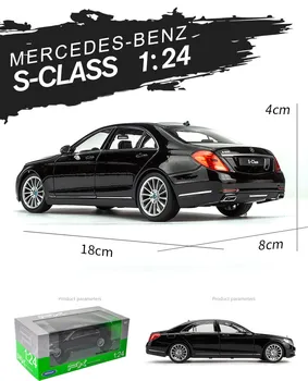 Well 1:24 značky Mercedes Benz S-CLASS 220 auto zliatiny auto model simulácie auto dekorácie kolekcie darček hračka lejacích model chlapec