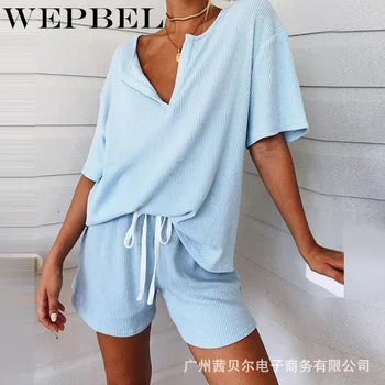 WEPBEL Voľné Krátke Sleepwear Ženy Pyžamo Nastaviť Lete Dievčatá Pohodlné Domáce Oblečenie Set sa
