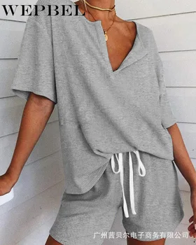 WEPBEL Voľné Krátke Sleepwear Ženy Pyžamo Nastaviť Lete Dievčatá Pohodlné Domáce Oblečenie Set sa