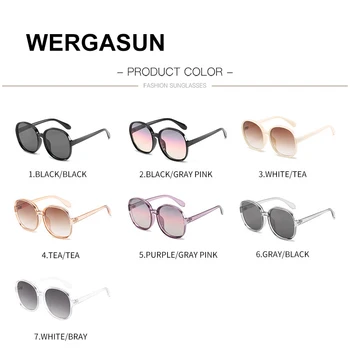 WERGASUN 2020 Nové Módne Okrúhle slnečné Okuliare Ženy Vintage nadrozmerné Rám Objektív Farebný Odtieň Slnečné Okuliare UV400