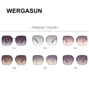 WERGASUN Retro Námestie slnečné Okuliare Ženy Značky Dizajnér Kovový Rám Nadmerné Slnečné Okuliare Módne Mužov Gradient Odtiene Oculos UV400