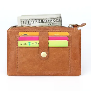 WESTCREEK Značky RFID pravej Kože Mužov Zips Tenké Krátke Kreditnej Karty Držiteľ Minimalistický Cestovné Mince Kabelku s Krúžok na kľúče