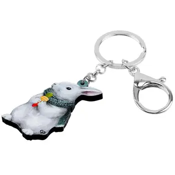 WEVENI Akryl Šedá Veľkonočný Zajac Králik Bunny Keychains Veľké Pet Zvierat Keyring Šperky Pre Ženy, Dievčatá, Moderné Darčeky Auto Príslušenstvo