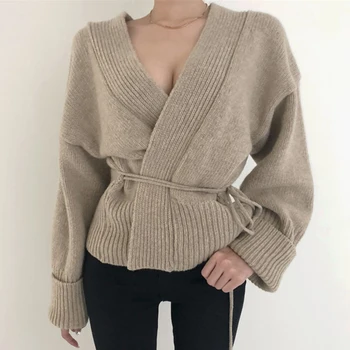 WHCW CGDSR elegantné bežné single-breasted 2020 hrubý pletený sveter svetre kórejský štýl žena zimné jeseň cardigan ženy