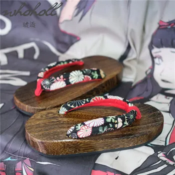 WHOHOLL Japonský Dreváky Letné Šľapky Ženy Platformu Klinu Papuče Samuraj Sandále, žabky Cosplay Topánky Animácie Naruto