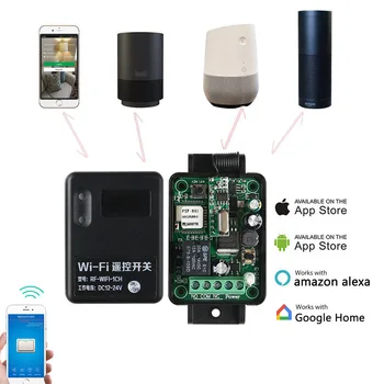 Wifi Diaľkové Prepínanie 1CH DC 7-36V 10A Smart Home Relé Modul 433Mhz Prijímač Podporu Alexa aplikácie Hlasové Ovládanie