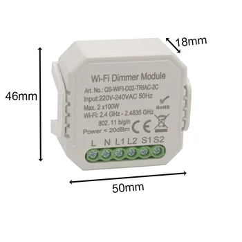 WiFi Light Dimmer modul 2gang 220V~240V interruptor,Inteligentný Život Tuya APLIKÁCIU Diaľkové Ovládanie LED Hlasové Ovládanie Práce S Domovská stránka Google