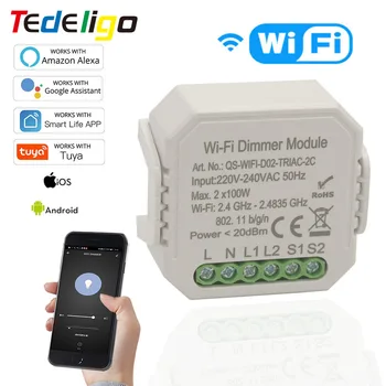 WiFi Light Dimmer modul 2gang 220V~240V interruptor,Inteligentný Život Tuya APLIKÁCIU Diaľkové Ovládanie LED Hlasové Ovládanie Práce S Domovská stránka Google