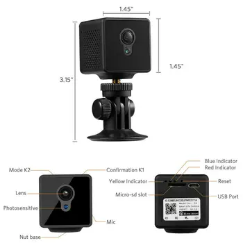 WIFI Mini Kamera Malá Kamera Bezdrôtový HD 1080P Kamera vstavaná batéria s Detekciou Pohybu pre Nočné Videnie Pre iPhone/Android