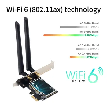 Wifi6 3000Mbps Ploche PCIe WiFi Adaptér Intel AX200 Bluetooth 5.0 802.11 ax Dual Band 2.4 G/5 ghz Bezdrôtové Karty PCI Express