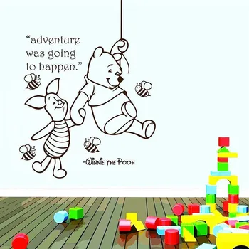 Winnie The Pooh Stenu, Nálepky Citácie Včielka Vinyl Okno Odtlačkový Deti, Spálňa, Detská Izba Domova Cartoon Škôlky Nástenná Maľba M793