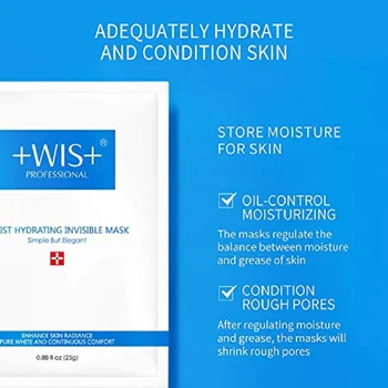 WIS Vlhké Hydratačný Neviditeľné Maska Oil Control Hlboké Prírodné Hydratačné Poisťovne, Starostlivosť Rozjasnenie Pokožky Tváre List Maska