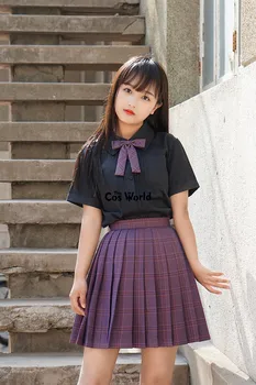 [Wistaria] Dievča Žien Japonský Lete Vysoký Pás Skladaný Koberčeky Sukne Pre JK Školskú Uniformu Študentov Utierky