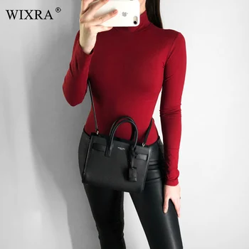 Wixra 2019 Nové Dámske Oblečenie S Dlhým Rukávom Základné Kombinézach Pohodlie Pevné Turtleneck Playsuits Pre Ženy