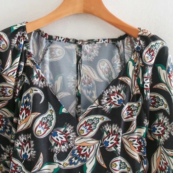 Wixra Vintage Šaty, Dámske V Krku Ríše Plnej Rukáv Street Wear Kvetinový Tlač Oblečenie Jar Leto
