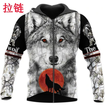 Wolf 3D celého Vytlačené Mens hoodies Harajuku Streetwear Pulóver Jeseň Mikina Unisex Bežné Tepláková súprava Bunda DW0152