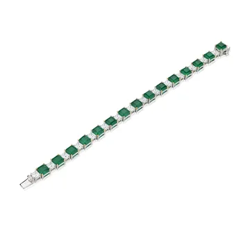 Wong Dážď 925 Sterling Silver Emerald Vytvorené Moissanite Drahokam Osobnosti Vintage Charm Náramky Zapojenie Jemné Šperky
