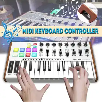 WORLDE TUNIAKA Mini 25 Tlačidlá MIDI Keyboard Controller USB Profesionálny MIDI Kontrolérov Elektronické Aranžér Klávesnica S Káblom