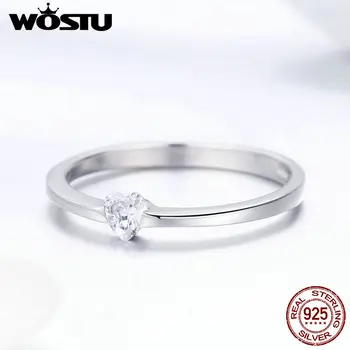WOSTU Hot Predaj Reálne 925 Sterling Silver Srdce CZ Prst Prstene Pre Ženy Móda snubný Prsteň Anel Značky Šperky Darček CQR450