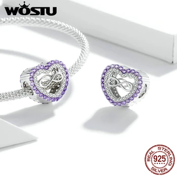 WOSTU Infinity Symbol Kovové Korálky pre Ženy Šperky Čo 925 Sterling Á platinum Silver Kúzlo na Náramok Náramok DAC355